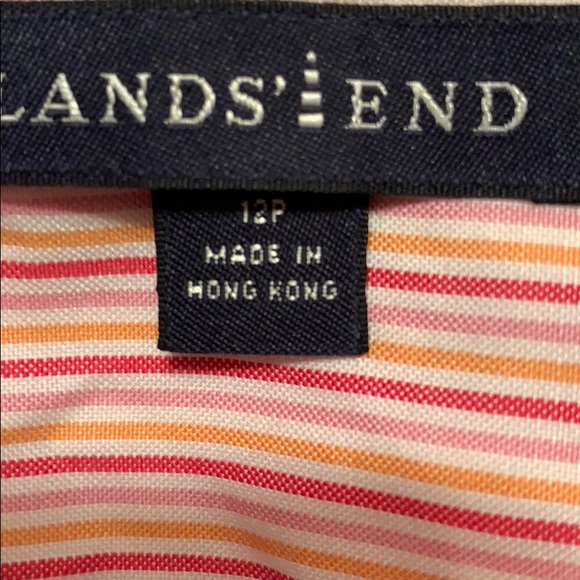 NEW LANDS-END STRIPED POPLIN BUTTON DOWN SHIRT CAREER BLOUSE CANDY PASTEL POLO - Picture 4 of 5